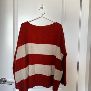Apostrophe Orange and Cream Crew Neck Sweater